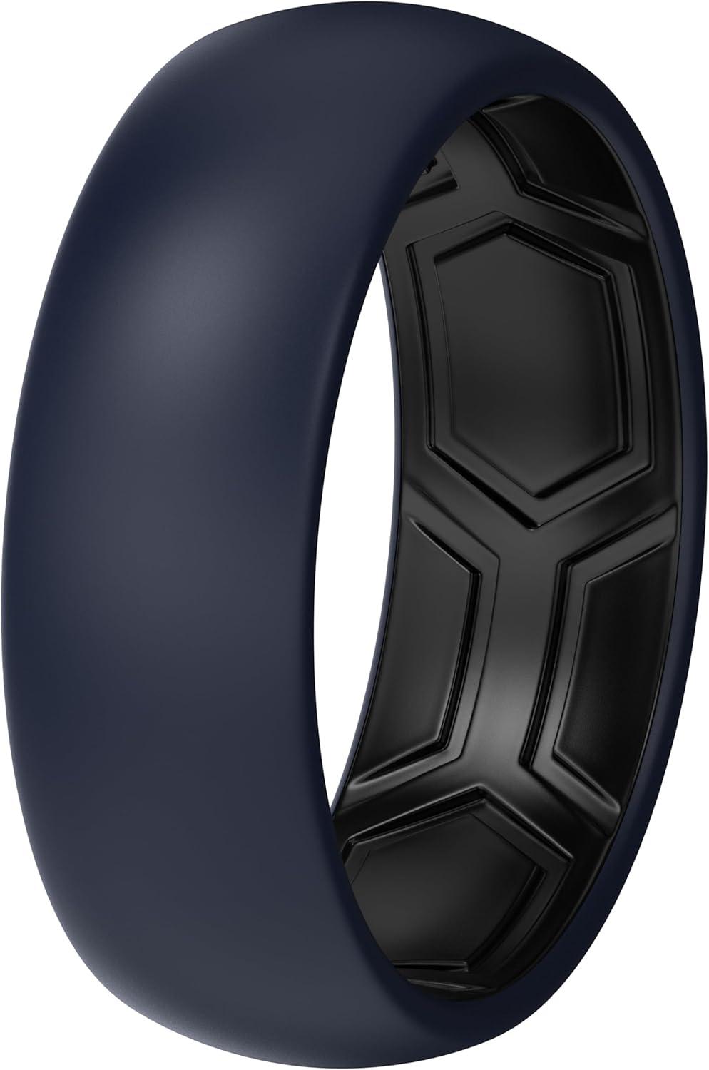 imageThunderFit Silicone Rings for Him and Her Rubber Wedding Engagement Bands Unisex 2mm Thick in 4mm ampamp 8mm Widths Variety Multipack 147Pack C Dark Blue ABlack