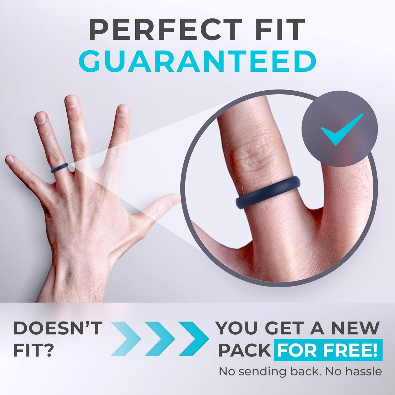 imageThunderFit Silicone Rings for Him and Her Rubber Wedding Engagement Bands Unisex 2mm Thick in 4mm ampamp 8mm Widths Variety Multipack 147Pack C Dark Blue ABlack