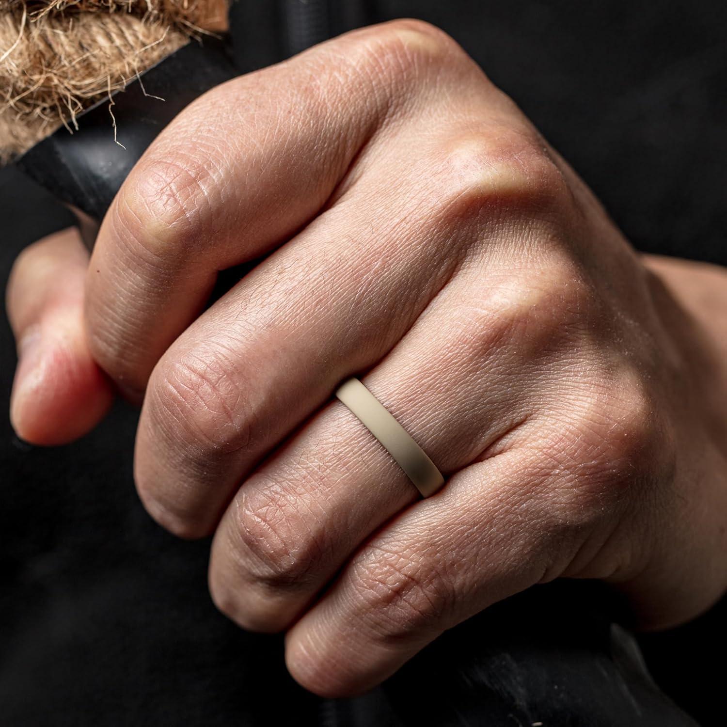 imageThunderFit Silicone Rings for Him and Her Rubber Wedding Engagement Bands Unisex 2mm Thick in 4mm ampamp 8mm Widths Variety Multipack 147Pack E Light Coffee EBlack