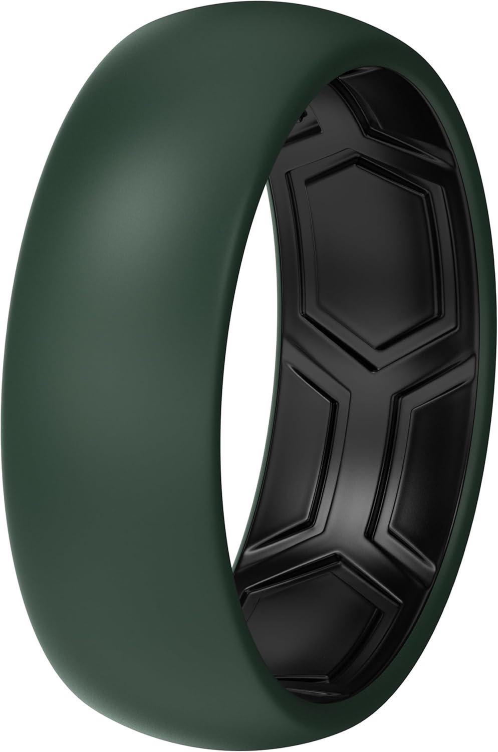 imageThunderFit Silicone Rings for Him and Her Rubber Wedding Engagement Bands Unisex 2mm Thick in 4mm ampamp 8mm Widths Variety Multipack 147Pack F Deep GreenBlack