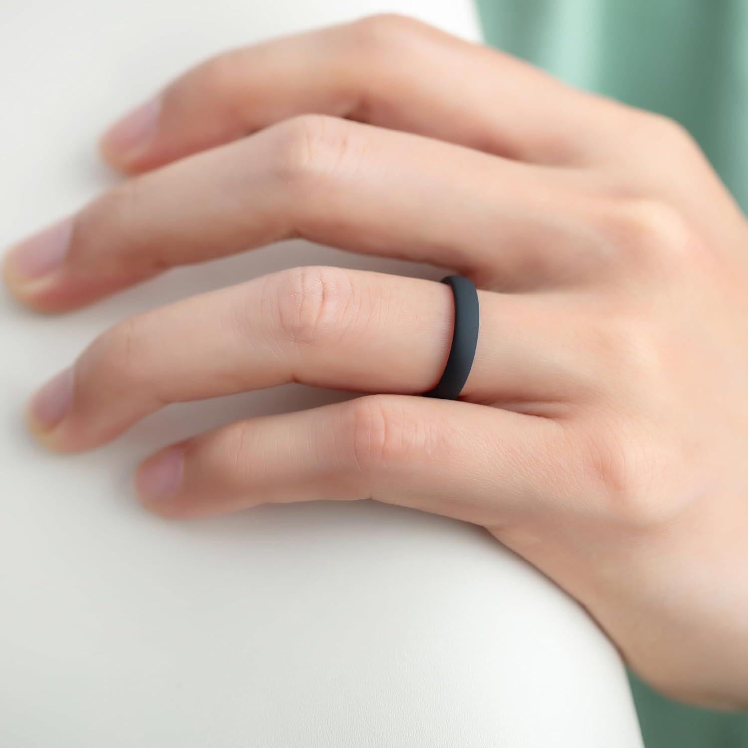 imageThunderFit Silicone Rings for Him and Her Rubber Wedding Engagement Bands Unisex 2mm Thick in 4mm ampamp 8mm Widths Variety Multipack 147Pack H BlackRed D