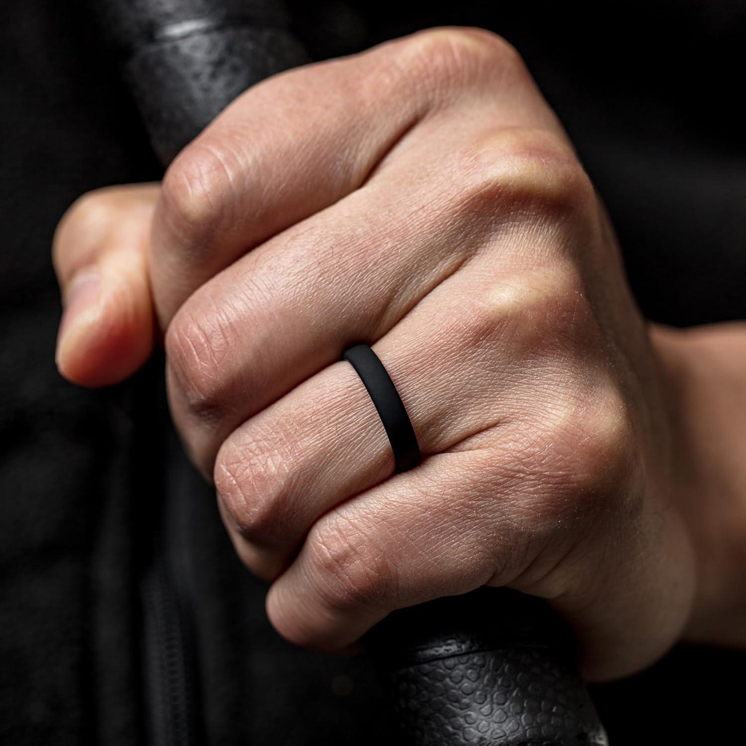 imageThunderFit Silicone Rings for Him and Her Rubber Wedding Engagement Bands Unisex 2mm Thick in 4mm ampamp 8mm Widths Variety Multipack 147Pack J Light Grey CBlack