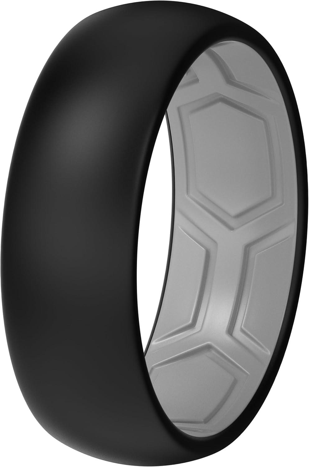 imageThunderFit Silicone Rings for Him and Her Rubber Wedding Engagement Bands Unisex 2mm Thick in 4mm ampamp 8mm Widths Variety Multipack 147Pack J Light Grey CBlack