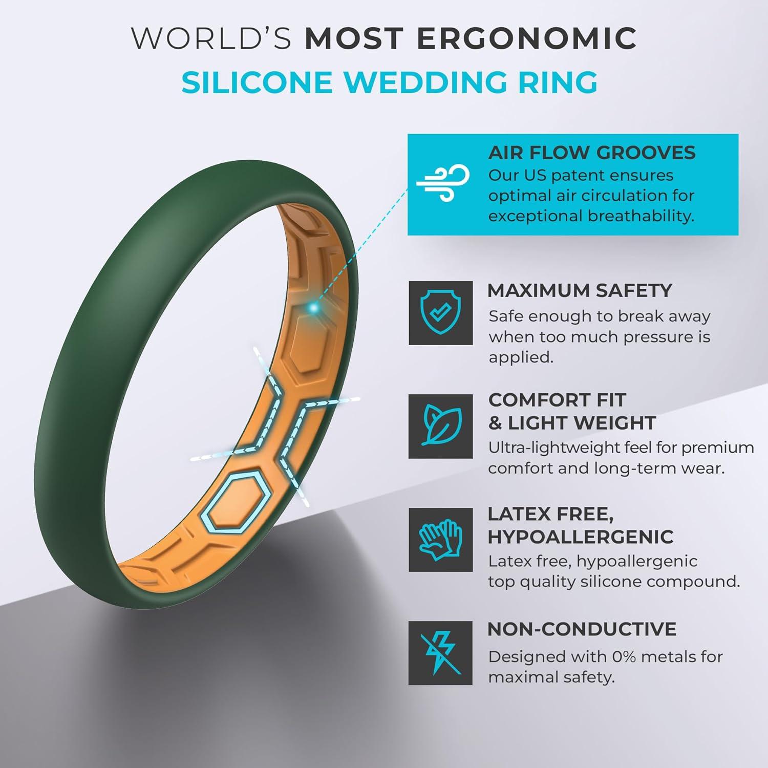 imageThunderFit Silicone Rings for Him and Her Rubber Wedding Engagement Bands Unisex 2mm Thick in 4mm ampamp 8mm Widths Variety Multipack 147Pack K Hurer GreenOrange E