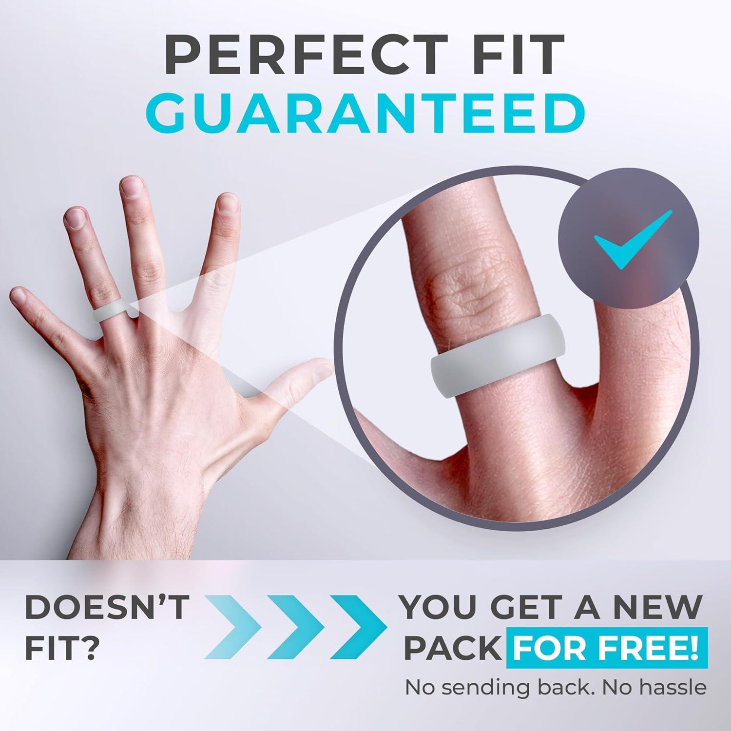 imageThunderFit Silicone Rings for Him and Her Rubber Wedding Engagement Bands Unisex 2mm Thick in 4mm ampamp 8mm Widths Variety Multipack 147Pack L Light Grey COrange E