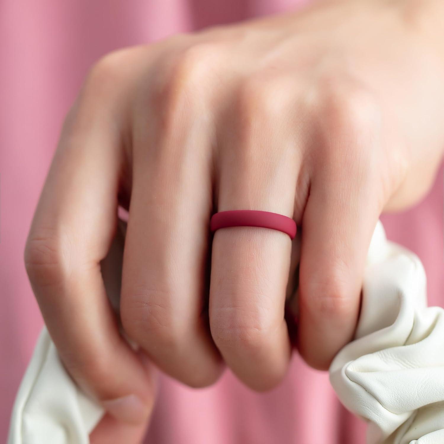 imageThunderFit Silicone Rings for Him and Her Rubber Wedding Engagement Bands Unisex 2mm Thick in 4mm ampamp 8mm Widths Variety Multipack 147Pack N BurgundyBlack