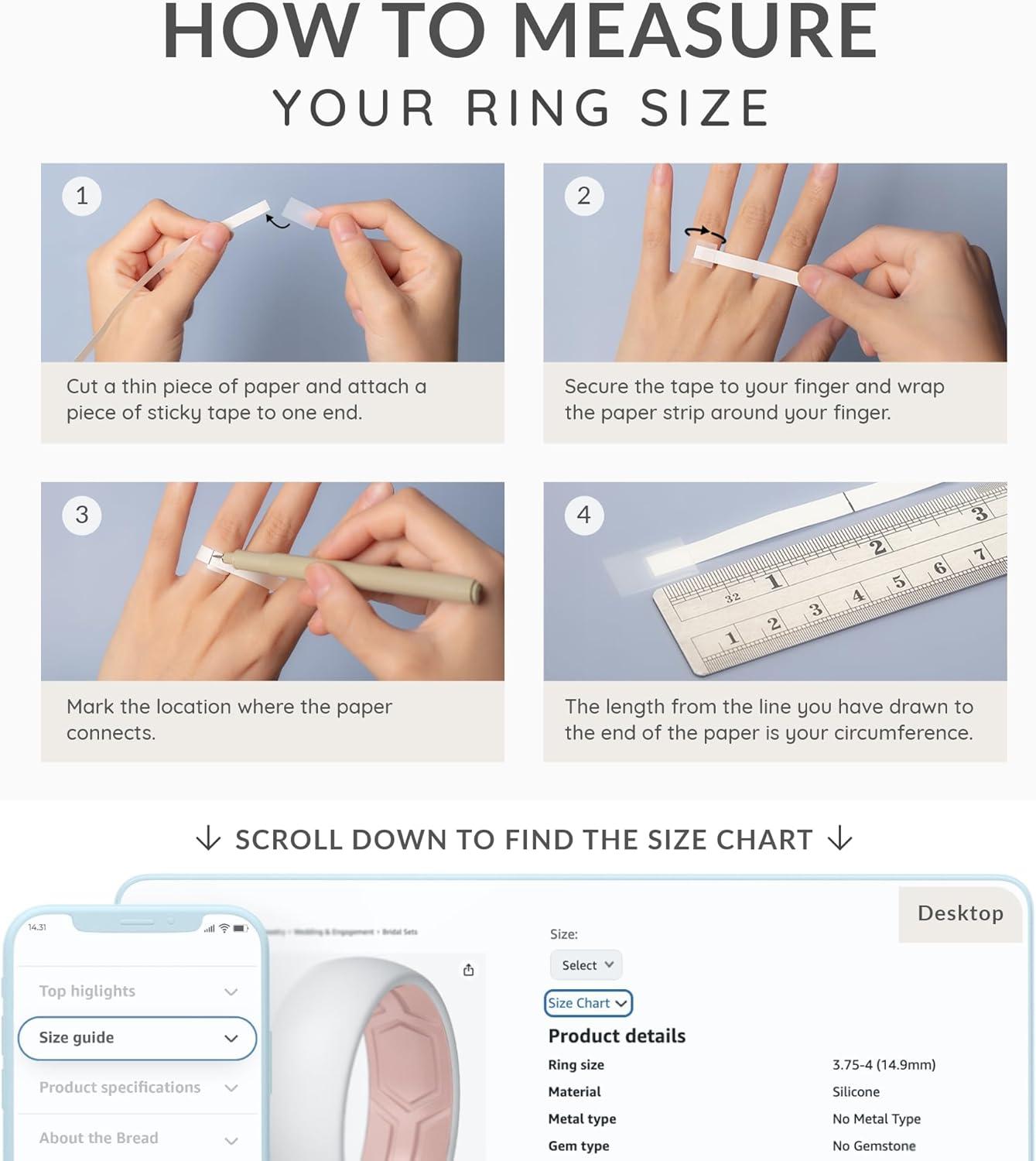 imageThunderFit Silicone Rings for Him and Her Rubber Wedding Engagement Bands Unisex 2mm Thick in 4mm ampamp 8mm Widths Variety Multipack 147Pack P White  Dusty Rose