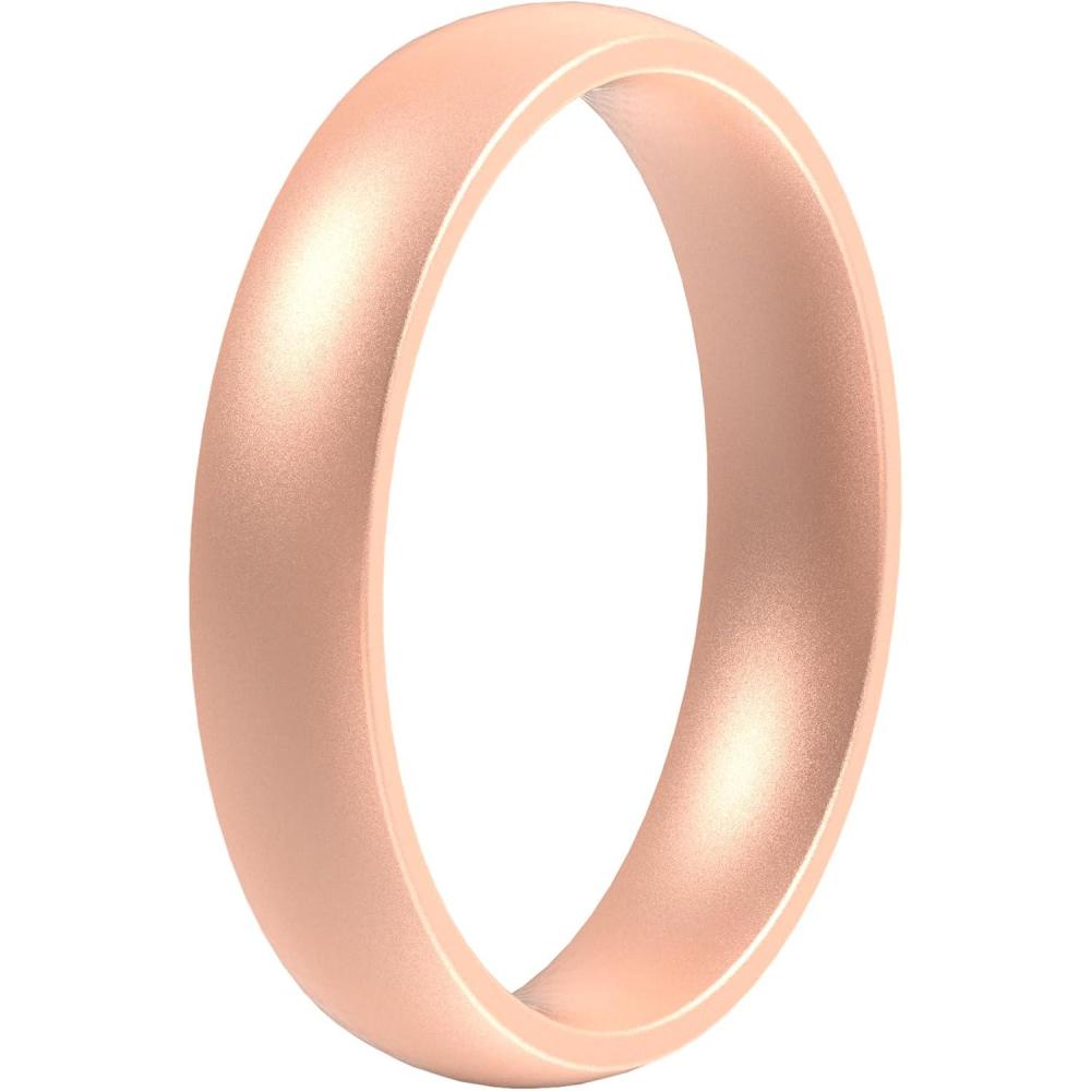 imageThunderFit Silicone Rings for Him and Her Rubber Engagement Bands Unisex 17mm Thick Minimalist Rubber Engagement RingsPack F Rose Gold
