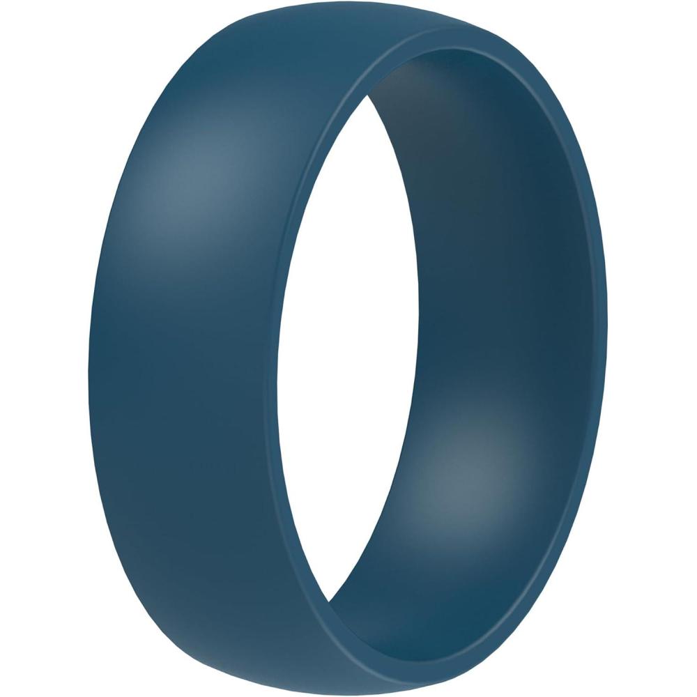 imageThunderFit Silicone Rings for Him and Her Rubber Engagement Bands Unisex 17mm Thick Minimalist Rubber Engagement RingsPack I Dark Blue