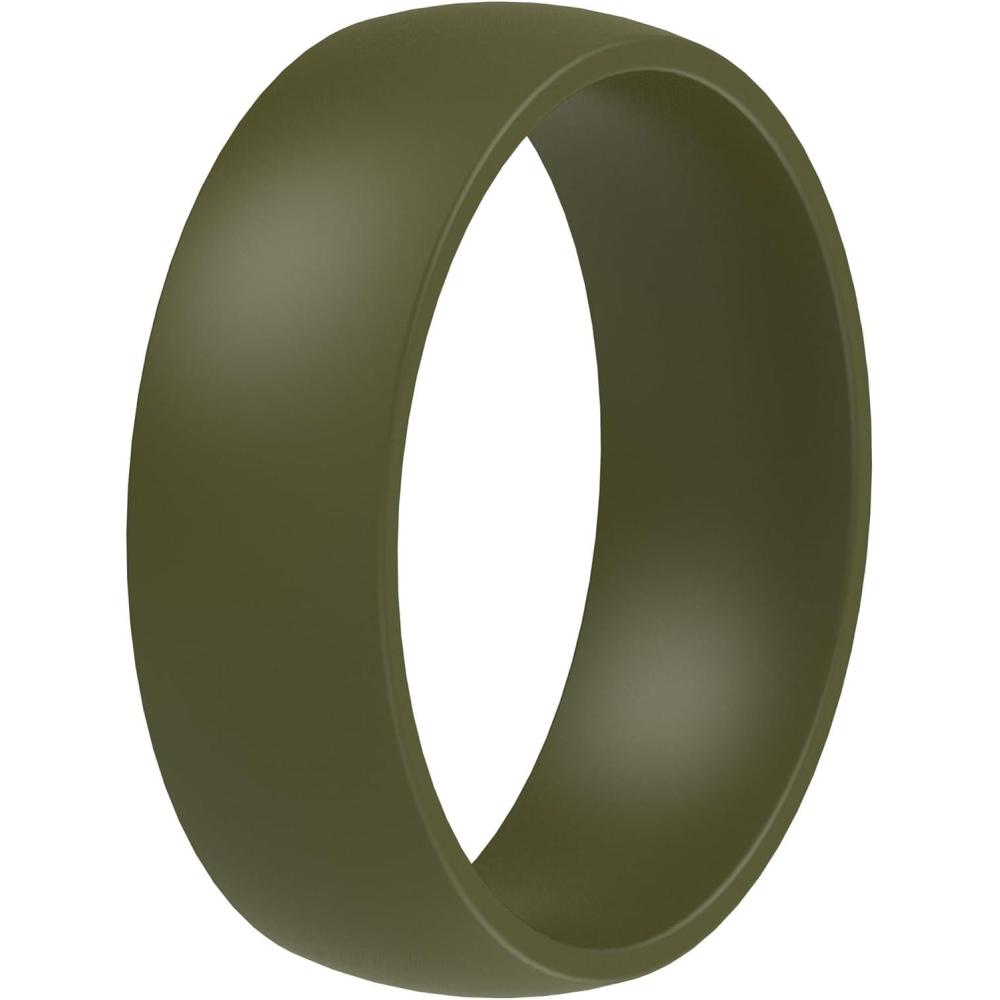 imageThunderFit Silicone Rings for Him and Her Rubber Engagement Bands Unisex 17mm Thick Minimalist Rubber Engagement RingsPack J Olive Green