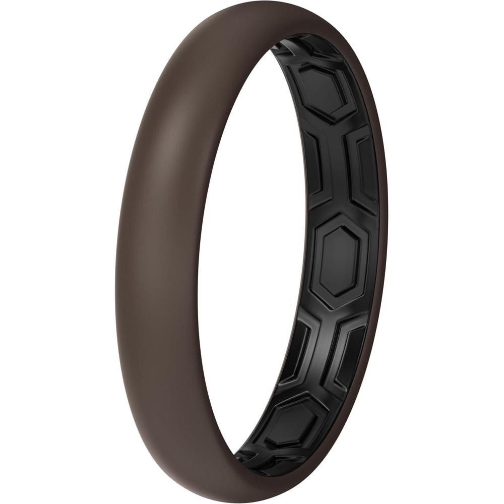 imageThunderFit Silicone Rings for Him and Her Rubber Wedding Engagement Bands Unisex 2mm Thick in 4mm ampamp 8mm Widths Variety Multipack 147Pack B Brown BBlack