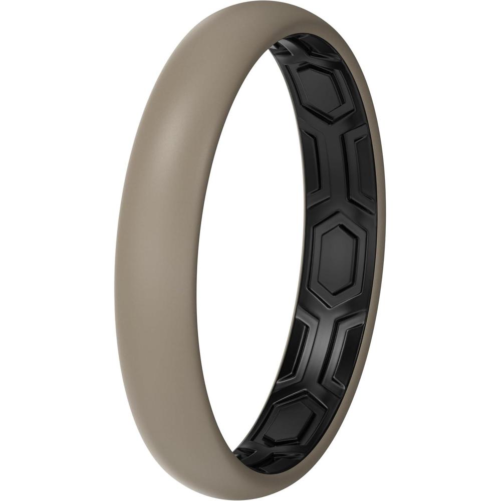 imageThunderFit Silicone Rings for Him and Her Rubber Wedding Engagement Bands Unisex 2mm Thick in 4mm ampamp 8mm Widths Variety Multipack 147Pack E Light Coffee EBlack