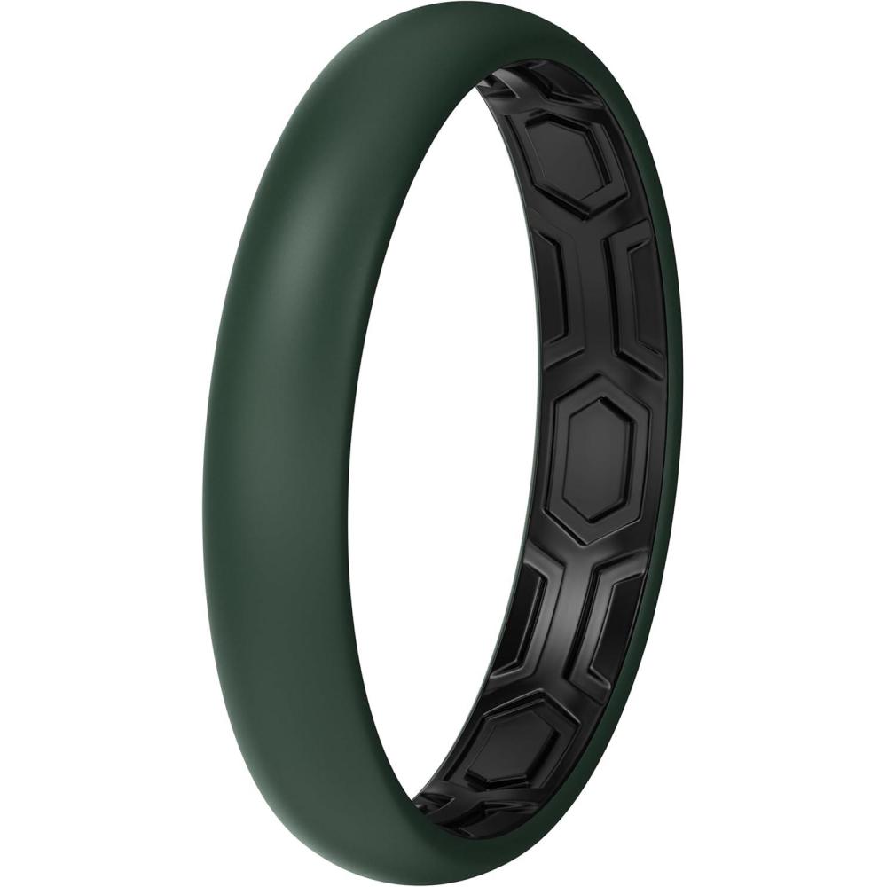 imageThunderFit Silicone Rings for Him and Her Rubber Wedding Engagement Bands Unisex 2mm Thick in 4mm ampamp 8mm Widths Variety Multipack 147Pack F Deep GreenBlack