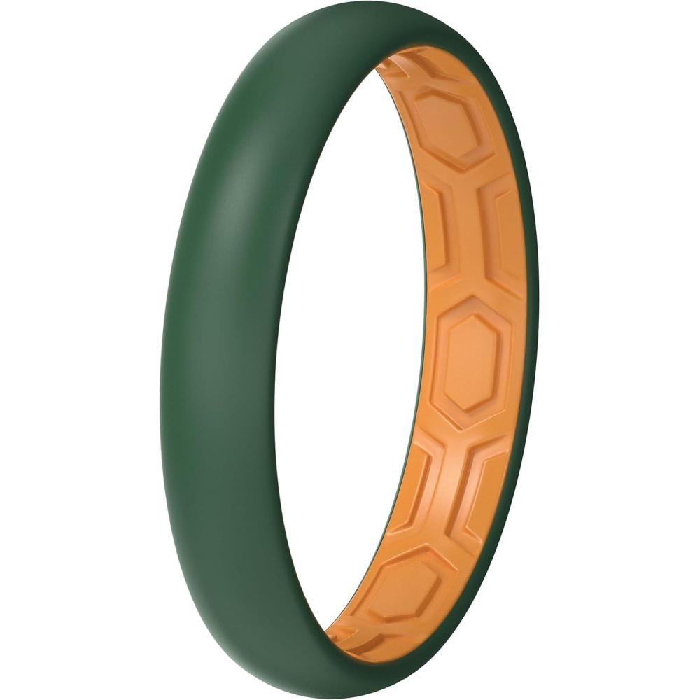 imageThunderFit Silicone Rings for Him and Her Rubber Wedding Engagement Bands Unisex 2mm Thick in 4mm ampamp 8mm Widths Variety Multipack 147Pack K Hurer GreenOrange E