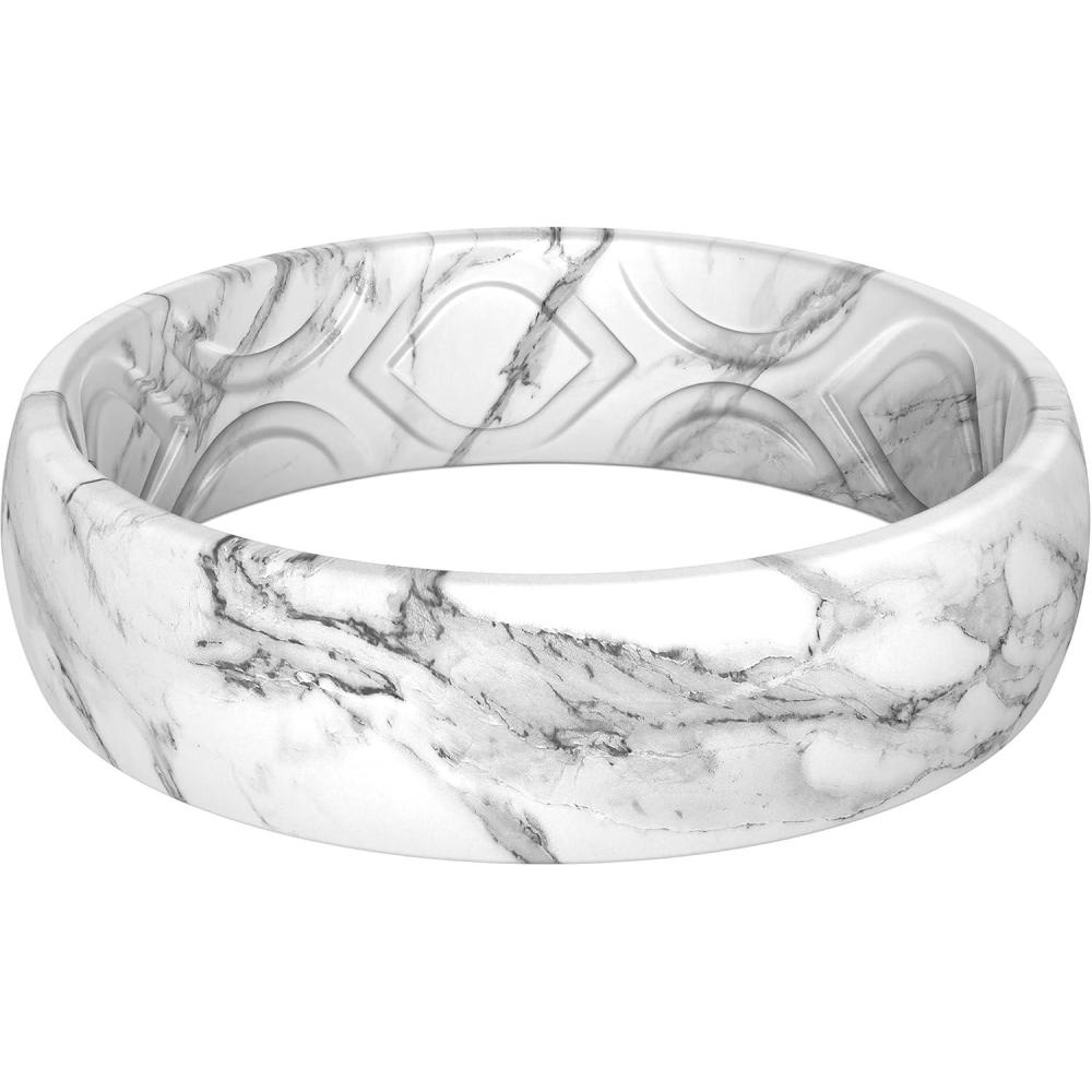 imageThunderFit Silicone Wedding Bands for Women Breathable Printed Design Rubber Engagement Rings 55mm Wide 18mm Thick  1 PackPack P White Marble