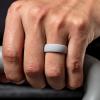 imageThunderFit Silicone Rings for Him and Her Rubber Wedding Engagement Bands Unisex 2mm Thick in 4mm ampamp 8mm Widths Variety Multipack 147Pack L Light Grey COrange E