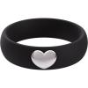 imageThunderFit Silicone Rings for Women Silicone Wedding Band with 14K Gold Plated Heart Charm 55 mm Wide 2mm ThickBlack  White Gold
