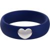 imageThunderFit Silicone Rings for Women Silicone Wedding Band with 14K Gold Plated Heart Charm 55 mm Wide 2mm ThickDark Blue B  White Gold