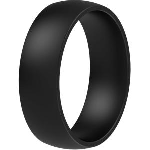 imageThunderFit Silicone Rings for Him and Her Rubber Engagement Bands Unisex 17mm Thick Minimalist Rubber Engagement RingsPack A Black