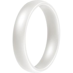 imageThunderFit Silicone Rings for Him and Her Rubber Engagement Bands Unisex 17mm Thick Minimalist Rubber Engagement RingsPack E Pearl White
