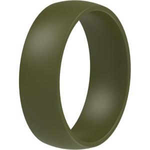 imageThunderFit Silicone Rings for Him and Her Rubber Engagement Bands Unisex 17mm Thick Minimalist Rubber Engagement RingsPack J Olive Green