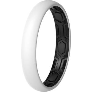 imageThunderFit Silicone Rings for Him and Her Rubber Wedding Engagement Bands Unisex 2mm Thick in 4mm ampamp 8mm Widths Variety Multipack 147Pack A WhiteBlack