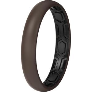 imageThunderFit Silicone Rings for Him and Her Rubber Wedding Engagement Bands Unisex 2mm Thick in 4mm ampamp 8mm Widths Variety Multipack 147Pack B Brown BBlack
