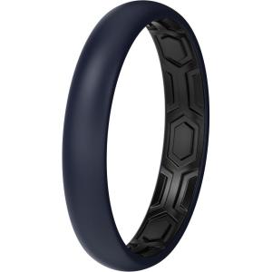 imageThunderFit Silicone Rings for Him and Her Rubber Wedding Engagement Bands Unisex 2mm Thick in 4mm ampamp 8mm Widths Variety Multipack 147Pack C Dark Blue ABlack