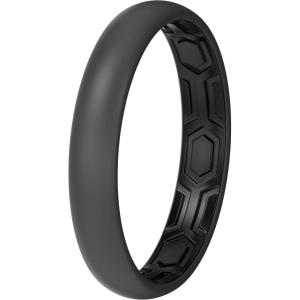 imageThunderFit Silicone Rings for Him and Her Rubber Wedding Engagement Bands Unisex 2mm Thick in 4mm ampamp 8mm Widths Variety Multipack 147Pack D Grey BBlack