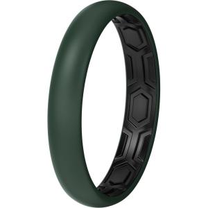 imageThunderFit Silicone Rings for Him and Her Rubber Wedding Engagement Bands Unisex 2mm Thick in 4mm ampamp 8mm Widths Variety Multipack 147Pack F Deep GreenBlack