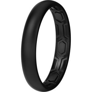 imageThunderFit Silicone Rings for Him and Her Rubber Wedding Engagement Bands Unisex 2mm Thick in 4mm ampamp 8mm Widths Variety Multipack 147Pack G All Black