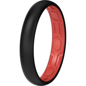 imageThunderFit Silicone Rings for Him and Her Rubber Wedding Engagement Bands Unisex 2mm Thick in 4mm ampamp 8mm Widths Variety Multipack 147Pack H BlackRed D