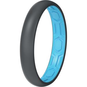 imageThunderFit Silicone Rings for Him and Her Rubber Wedding Engagement Bands Unisex 2mm Thick in 4mm ampamp 8mm Widths Variety Multipack 147Pack I Grey BSky Blue E