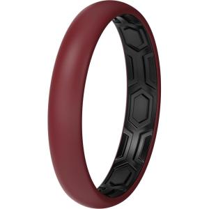 imageThunderFit Silicone Rings for Him and Her Rubber Wedding Engagement Bands Unisex 2mm Thick in 4mm ampamp 8mm Widths Variety Multipack 147Pack N BurgundyBlack