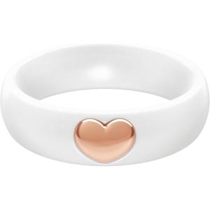imageThunderFit Silicone Rings for Women Silicone Wedding Band with 14K Gold Plated Heart Charm 55 mm Wide 2mm ThickPearl A  Rose Gold