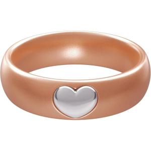 imageThunderFit Silicone Rings for Women Silicone Wedding Band with 14K Gold Plated Heart Charm 55 mm Wide 2mm ThickRose Gold E  White Gold