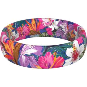 imageThunderFit Silicone Wedding Bands for Women Breathable Printed Design Rubber Engagement Rings 55mm Wide 18mm Thick  1 PackPack F Flowers