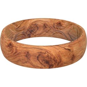 imageThunderFit Silicone Wedding Bands for Women Breathable Printed Design Rubber Engagement Rings 55mm Wide 18mm Thick  1 PackPack G Wood