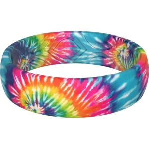 imageThunderFit Silicone Wedding Bands for Women Breathable Printed Design Rubber Engagement Rings 55mm Wide 18mm Thick  1 PackPack J Tiedye