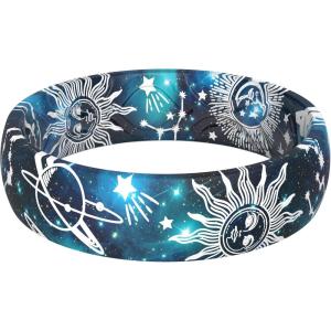 imageThunderFit Silicone Wedding Bands for Women Breathable Printed Design Rubber Engagement Rings 55mm Wide 18mm Thick  1 PackPack K Moonchild Pattern