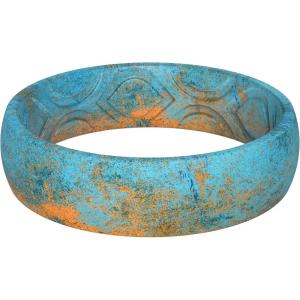 imageThunderFit Silicone Wedding Bands for Women Breathable Printed Design Rubber Engagement Rings 55mm Wide 18mm Thick  1 PackPack M Orange Rust