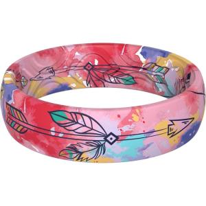 imageThunderFit Silicone Wedding Bands for Women Breathable Printed Design Rubber Engagement Rings 55mm Wide 18mm Thick  1 PackPack O Boho