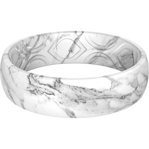 imageThunderFit Silicone Wedding Bands for Women Breathable Printed Design Rubber Engagement Rings 55mm Wide 18mm Thick  1 PackPack P White Marble