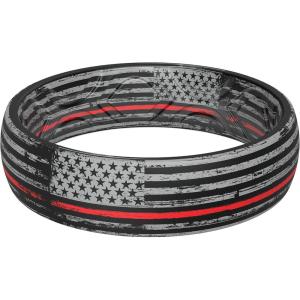 imageThunderFit Silicone Wedding Bands for Women Breathable Printed Design Rubber Engagement Rings 55mm Wide 18mm Thick  1 PackPack T US Flag Red Line Grunge