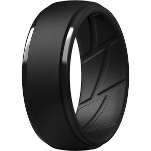 imageThunderFit Mens Silicone Rings 10mm Wide 25mm Thick Rubber Bands Breathable Variety Multipack 110Pack B Black