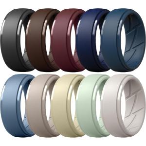 imageThunderFit Mens Silicone Rings 10mm Wide 25mm Thick Rubber Bands Breathable Variety Multipack 110Pack J Very Dark Grey  Brown C  Chocolate Truffle  Dark Blue A  Key Largo  Shadow Blue C  Warm Grey 2C  Doeskin  Pale Yellow C  Pale Green C