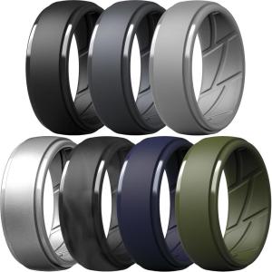 imageThunderFit Mens Silicone Rings 10mm Wide 25mm Thick Rubber Bands Breathable Variety Multipack 110Pack N Black  Grey B  Grey C  Silver B  Camo BlackDark Grey 11C  Olive Green A  Dark Blue H
