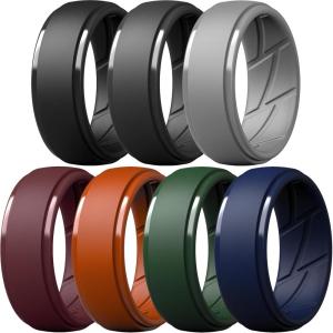 imageThunderFit Mens Silicone Rings 10mm Wide 25mm Thick Rubber Bands Breathable Variety Multipack 110Pack P Black  Very Dark Grey  Cool Gray 9C  Pureed Pumpkin  Douglas Fir  Dark Blue A  Chocolate Truffle