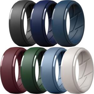 imageThunderFit Mens Silicone Rings 10mm Wide 25mm Thick Rubber Bands Breathable Variety Multipack 110Pack Q Very Dark Grey  Dark Blue A  Key Largo  Chocolate Truffle  Douglas Fir  Shadow Blue C  Warm Grey 2C