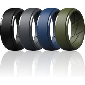 imageThunderFit Mens Silicone Rings 10mm Wide 25mm Thick Rubber Bands Breathable Variety Multipack 110Pack ZF Charcoal Black  Iron Grey  Ocean Blue  Olive Green